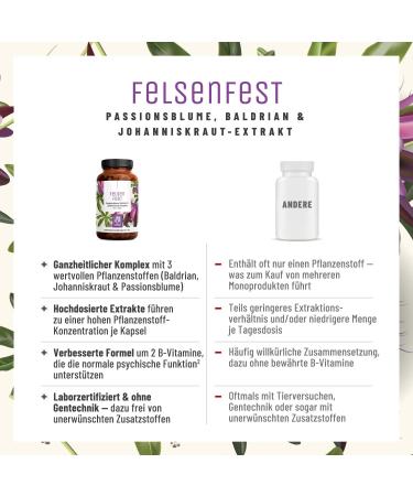 Felsenfest St. John's Wort Capsules - High-Dose Valerian & Passion Flower - Vegan 90 Count with Folic Acid & B12 - Comparison Winner for Stress Relief - Buy Online on GoSupps.com