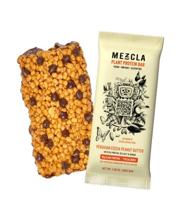 Mezcla Vegan Plant Protein Bars - Peruvian Cocoa Peanut Butter: Premium Ingredients, Delicious Flavor, Gluten-Free, Non-GMO, Soy Free, 10G of Protein 15-Pack