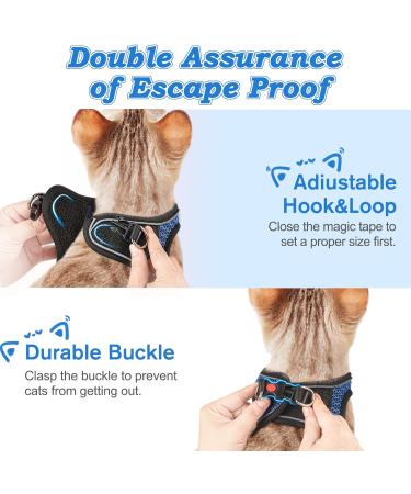 Escape Proof Cat Harness & Lead - Adjustable Reflective Kitten Vest for Outdoor Walking - Comfortable & Easy to Control - Blue XS - Buy Online on GoSupps.com
