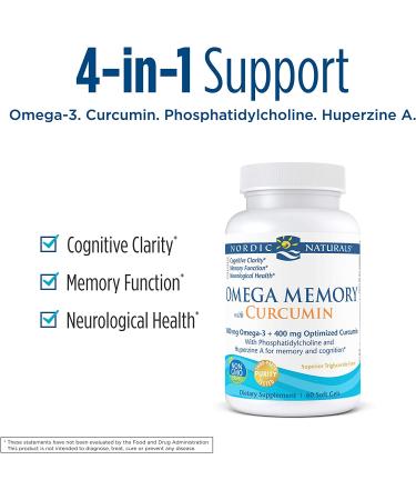 Nordic Naturals Omega Memory with Curcumin 1000 mg - 60 Soft Gels for Brain Health - Buy Online on GoSupps.com