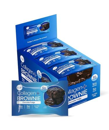 321glo Collagen Protein Brownie | Gluten Free  Low Sugar | Keto Snack 16g Protein  6g Collagen | 12 Pack (Chocolate Fudge) - Buy Online on GoSupps.com