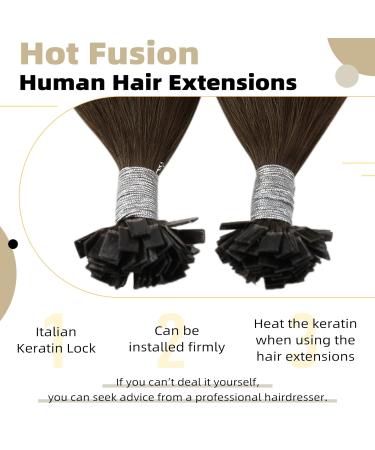 UGEAT Flat Tip Hair Extensions 1g 50 Strands Remy Brazilian Hair Keratin Fusion Glue Dark Brown to Bleach Blonde #4/613 20 Inch - Buy Online on GoSupps.com