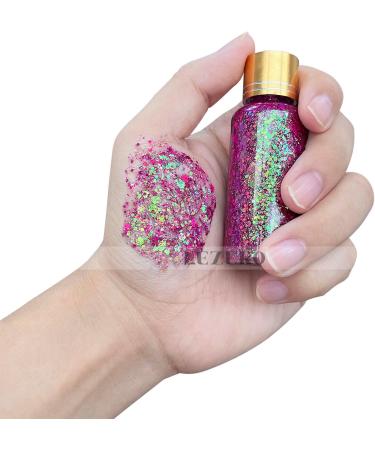 Holographic Laser Body Glitter Gel - Mermaid Sequins Makeup for Body, Hair, Face, Nails, Eyeshadow - Long Lasting & Waterproof - 1oz (Laser Pink) - Buy Online on GoSupps.com