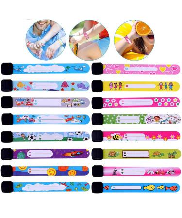Safety ID Wristbands 16 PCS Anti Lost ID Wristband Children Safety ID Wristband Reusable Identification Bracelets Adjustable Waterproof ID Band SOS Emergency Bands for Boys and Girls