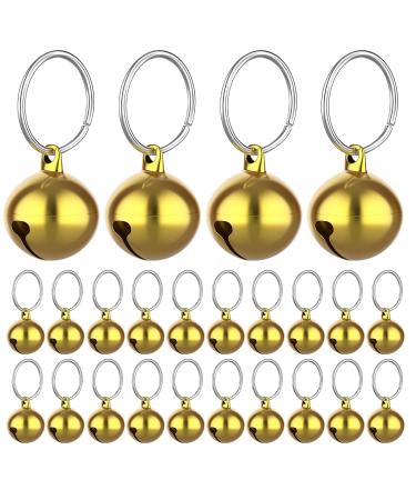 Molain 24 pieces of cat bells with key ring dog collar bells training bells collar pendant pet accessories festival party diy little bells gold