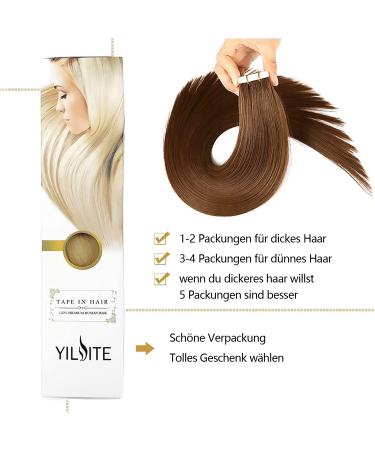 Yilite Tape Extensions Real Hair | 40cm Medium Brown 20 Pieces | Invisible Silky Straight Skin Weft - Buy Online on GoSupps.com