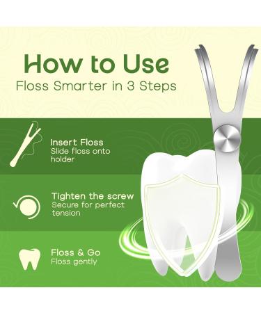 Refillable Clean Dental Flosser Handle - Stainless Steel Reusable Floss Pick 2.0 for Optimal Oral Care - Buy Online on GoSupps.com