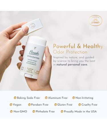 Honestly pHresh Natural Prebiotic Deodorant Baking Soda & Aluminum Free Safe for Sensitive Skin 24 Hour Odor Protection 2.25 Oz pHree Unscented - Buy Online on GoSupps.com