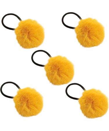 Youany Hair Ties - Women's Pompom Colorful Hair Ties Chic Pompom Hair Rope for Ponytail Fashionable Girls Hair Accessories for Daughter Sister turmeric - Buy Online on GoSupps.com