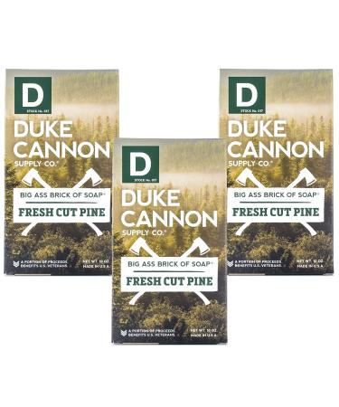 Duke Cannon Supply Co. Big Ass Brick of Soap Bar for Men Fresh Cut Pine (Split Pine Scent) Multi-Pack - Superior Grade, Extra Large, Masculine Scents, All Skin Types, Paraben-Free, 10 oz (3 Pack) Fresh Cut Pine 10 Ounce (Pack of 3)