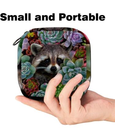 Raccoon Succulent Plants Women's Bandage Storage Bags | Durable Period Pocket for Menstrual Cups - Perfect for Teens & Girls - Buy Online on GoSupps.com