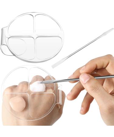 2 Pieces Hand Makeup Mixing Palette Handheld Palette Clear Makeup Cosmetic Palette Nail Art Manicure Palette with 2 Pieces Spatula for Mixing Foundation