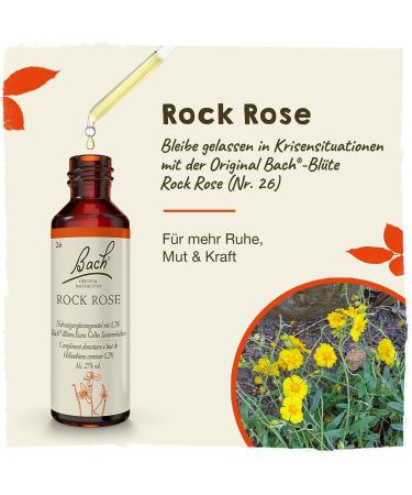 Original Bach Flower Drops No. 26 Rock Rose - Natural Anxiety Relief & Crisis Support 20ml - Buy Online on GoSupps.com