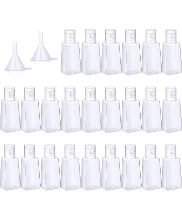 24 Pieces Empty Bottles with Flip Cap Travel Size Containers Empty Plastic Bottle 1 oz/ 30 ml with 2 Pieces Transfer Funnels for Liquid Lotions Creams Shampoo and Toiletries 24 Count (Pack of 1)