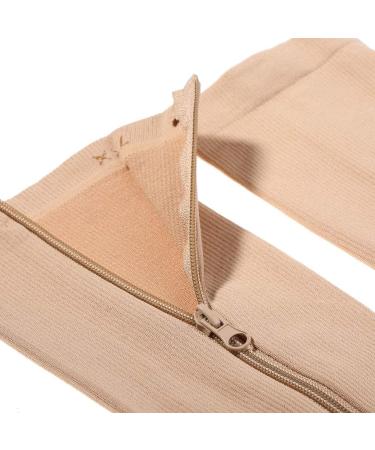 Zipper Compression Stockings for Men & Women - Open Toe Knee-High Socks for Varicose Veins & Pregnancy - Medical Grade Support (L/XL Skin) - Buy Online on GoSupps.com