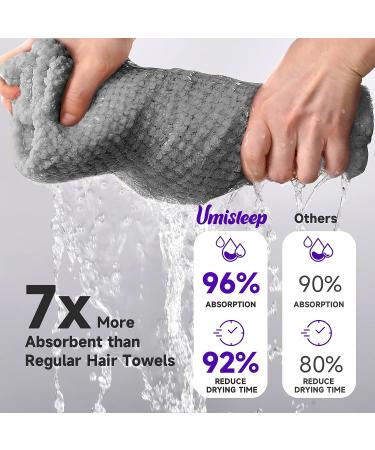 Umisleep Extra Large Microfiber Hair Towel for Long Curly Thick Hair - Super Soft & Absorbent Anti-Frizz Wrap in Grey - Buy Online on GoSupps.com