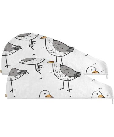 Super Absorbent Grey Birds Hair Towel 2 Pack - Quick Dry Hair Turbans & Twisty Wrap for Women & Girls - Buy Online on GoSupps.com