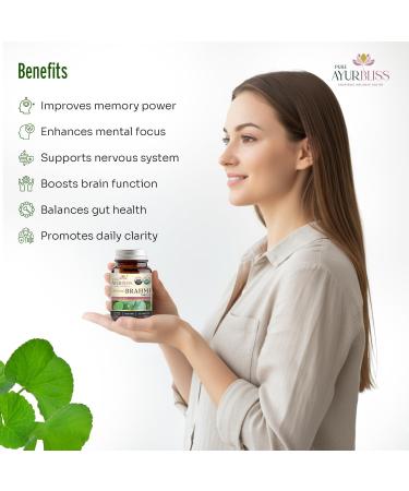PureAyurbliss 100% Organic Brahmi Tablets with Bacopa monnieri Extract, Ayurvedic Cognitive Support for Memory, Focus, and Mental Clarity, Herbal Brain Health Formula - 90 Count - Buy Online on GoSupps.com