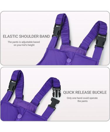Kids Winter Puffer Jacket & Snow Bib Pants Set | 2-Piece Snowsuit for 3-4 Years | Hooded Down Coat & Snow Pants Outfit | Purple - Buy Online on GoSupps.com