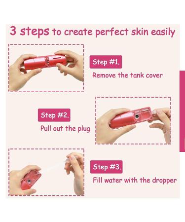 DenniesCare Nano Mister - Cool Mist Facial Sprayer for Lash Extensions | USB Rechargeable Mini Face Steamer in Rose Red - Buy Online on GoSupps.com