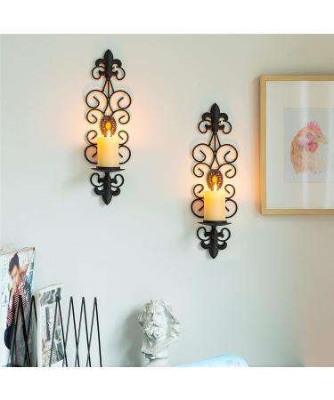Sziqiqi Wall Candlestick Set - Black Metal Tealight Holders for Living Room Bedroom & Dining Room Decor - 2er Set - Buy Online on GoSupps.com