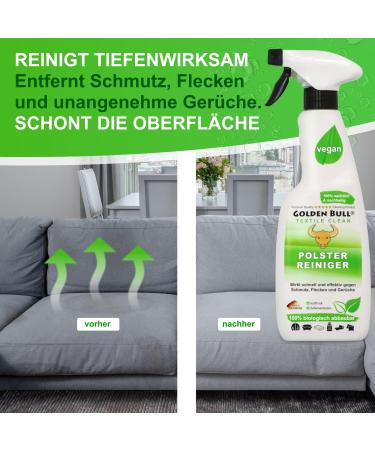 Golden Bull Upholstered Cleaner & Brush - Vegan Natural Stain Remover for Sofa & Auto (500ml) - Eco-Friendly Upholstery Care - Buy Online on GoSupps.com