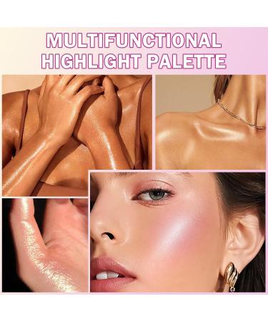 Prreal Multi-Color Highlighter Palette - Peach Highlighter & Blendable Brush for Flawless Face Contour Makeup - Buy Online on GoSupps.com