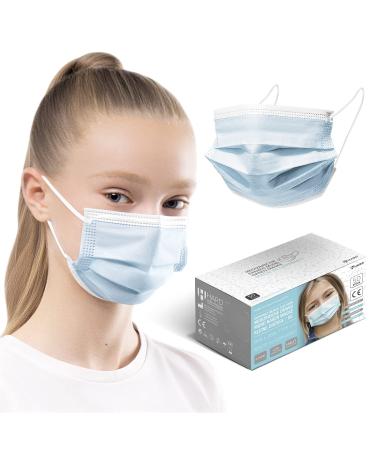HARD 50 pieces Disposable Face Masks | Made in Germany | Type IIR & CE certified | Breathable Triple Layer - Filtration 99 78% | Elastic Earloops | Mouth Cover - SMALL SIZE - Blue 50 pieces small size (14 5 cm x 9 5 cm) Blue