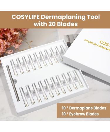 Premium Dermaplaning Tool for Face - 20 Blade Refills | Exfoliate Smooth Skin & Remove Peach Fuzz | Ideal Facial Shaver for Women - Buy Online on GoSupps.com