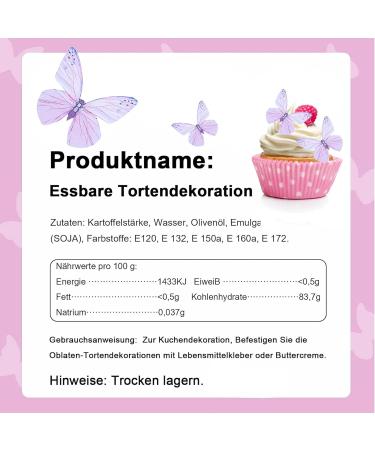 72 Edible Tortendeco Butterflies for Cake Decoration - Purple Muffin & Birthday Decor - Buy Online on GoSupps.com