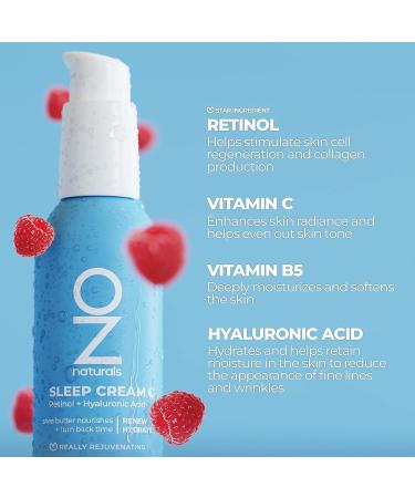 OZNaturals Sleep Cream - Anti-Aging Night Cream with Hyaluronic Acid Retinol & Vitamin C for Smooth Skin & Age Spots - 3 oz - Buy Online on GoSupps.com