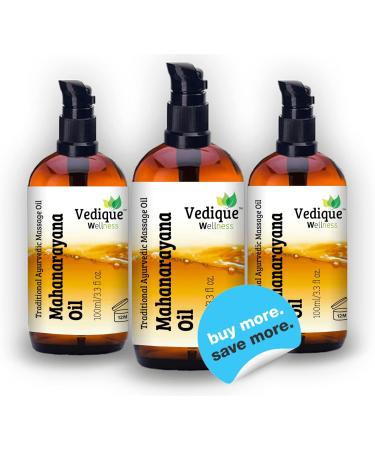 Mahanarayana Oil - 500ml & 100ml | Classic Ayurvedic Massage Oil | Over 50 Natural Herbs | Vata Balancing | Vedique Remedies - Buy Online on GoSupps.com
