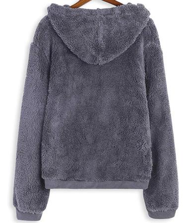 Bigfanshu Womens Sweaters Winter Warm Long Sleeve Stitching Leopard Plush Blouse Coat Sweater Gray - Buy Online on GoSupps.com