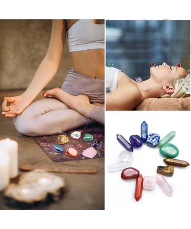 Chakra Stone Healing Crystals Set - 14pcs Natural Gemstone Wand Set for Reiki, Meditation, and Yoga - Buy Online on GoSupps.com