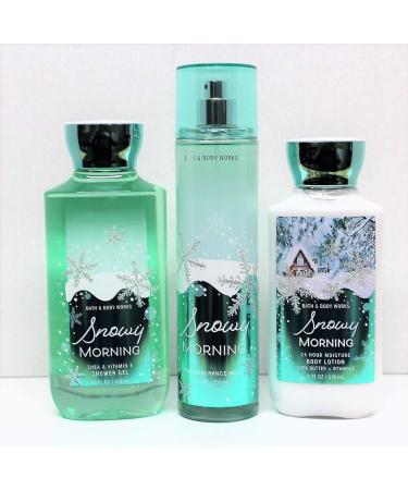 Bath and Body Works Snowy Morning Shower Gel Body Lotion Fine Fragrance Mist Daily Trio 2018