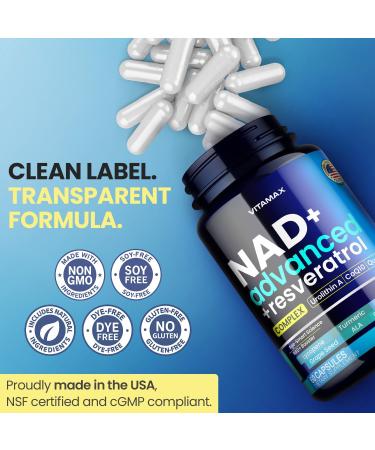 Liposomal NAD+ Supplement Extra Strength | Urolithin A Resveratrol CoQ10 - Women & Men - ALA Green Tea Quercetin Lycopene | High Purity Energy & Regeneration - Made in USA 60ct - Buy Online on GoSupps.com