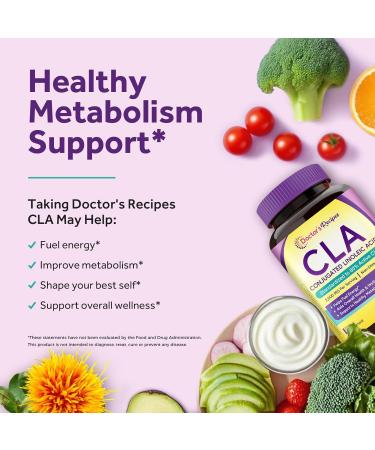 Doctor's Recipes CLA Supplements 2000mg 180 Softgels 80% Conjugated Linoleic Acid from Safflower Oil for Women & Men Non-Stimulating Support Healthy Metabolism & Lean Mass Non-GMO - Buy Online on GoSupps.com