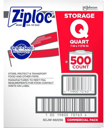 SC Johnson Ziploc Quart Food Storage Bags - 500 Count Medium with Grip 'n Seal Technology - Buy Online on GoSupps.com