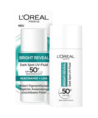 L'Or al Paris UV Fluid with light protection factor 50 protects the skin from UV radiation prevents the first sign of skin aging with vitamin C and E Bright Reveal UV Fluid 50 ml XXL Niacinamide 50 ml - Buy Online on GoSupps.com