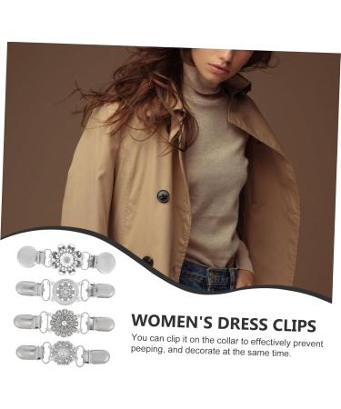 Vintage Knitted Jacket Brooch Clips - 4-Piece Set for Cardigans & Scarves | Retro Clothing Lock Accessories for Women - Buy Online on GoSupps.com