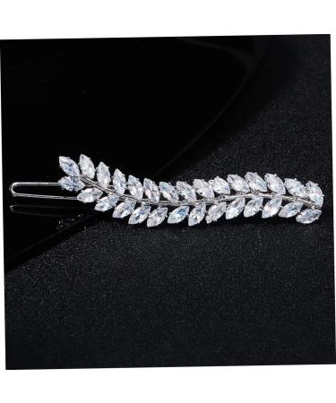 minkissy 1pc Inlaid Leaf Hairpin Girl Hair Clip Hair Clips Fashion Hairpin Hair Barrettes for Women Wedding Hair Accessories Leaf Design Hair Clip Rhinestones Issue Card Miss 7x1.2cm Silver - Buy Online on GoSupps.com