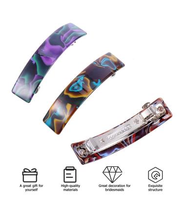 Lurrose 3-Piece Automatic Tortoise Hair Clip Set | Vintage French Design Cellulose Acetate Clips for Women & Girls | Perfect for Daily Outfits - Buy Online on GoSupps.com