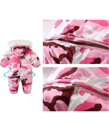 Kids Winter Snowsuit Hooded One-Piece Jumpsuit Coat - Pink (3-4 Years) - Buy Online on GoSupps.com