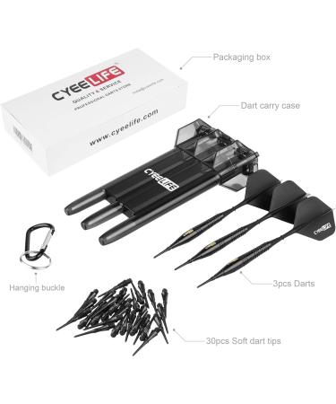 CyeeLife 18g Soft Tip Darts Set with Carry Case and 30 Extra Points - Professional Black Plastic Darts - Buy Online on GoSupps.com
