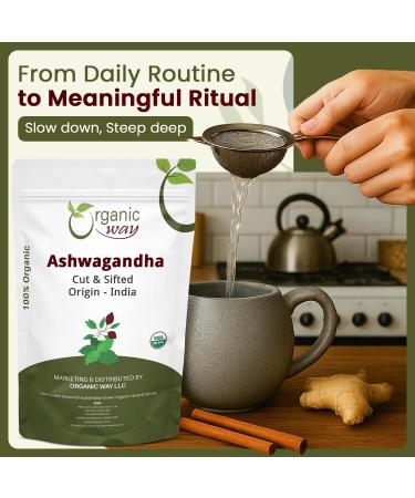 Organic Way Ashwagandha Root Cut & Sifted (Withania Somnifera) - Organic & Kosher Certified | Vegan Non GMO & Gluten Free | USDA Certified | Origin - India (1/2LBS / 8Oz.) 8 Ounce (Pack of 1) - Buy Online on GoSupps.com