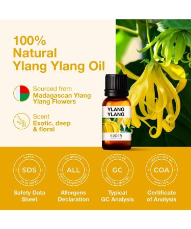 Kukka Ylang Ylang Essential Oil 10ml - 100% Therapeutic Grade for Skin & Hair - Aromatherapy Oil for Diffuser - Pack of 1 - Buy Online on GoSupps.com