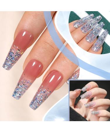 Glitter Nail Polish - Silver Glitter Nail Varnish - Quick Dry Nail Varnish - Silver Diamond Sparkle Long Lasting Nail Polish - No Need Baking for DIY Nail Art Manicure at Home silver giltter - Buy Online on GoSupps.com