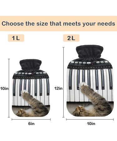 Funny Cat with Piano Heat Bottle | 1L Transparent Hot Water Bottle for Pain Relief & Warmth | Perfect Winter Hand & Foot Warmer - Buy Online on GoSupps.com