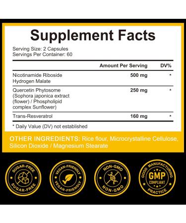 TKTALKER NAD Supplement 910MG Liposomal Nicotinamide Riboside with Resveratrol & Quercetin Anti-Aging Cellular Energy Mental Focus & Stamina & Healthy Women & Men 120 Capsules - Buy Online on GoSupps.com