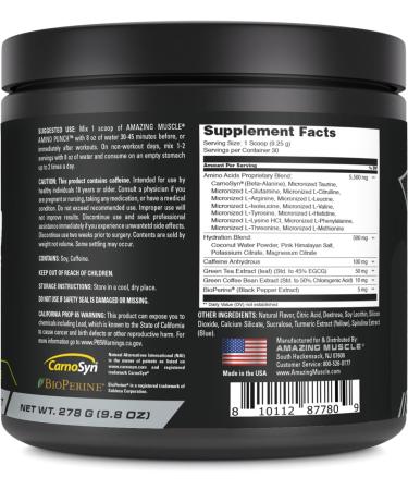 Amino Punch - 30 Servings Green Apple Flavor | Caffeine & Amino Acids Blend | Energy & Recovery | Made in USA - Shop Internationally - Buy Online on GoSupps.com
